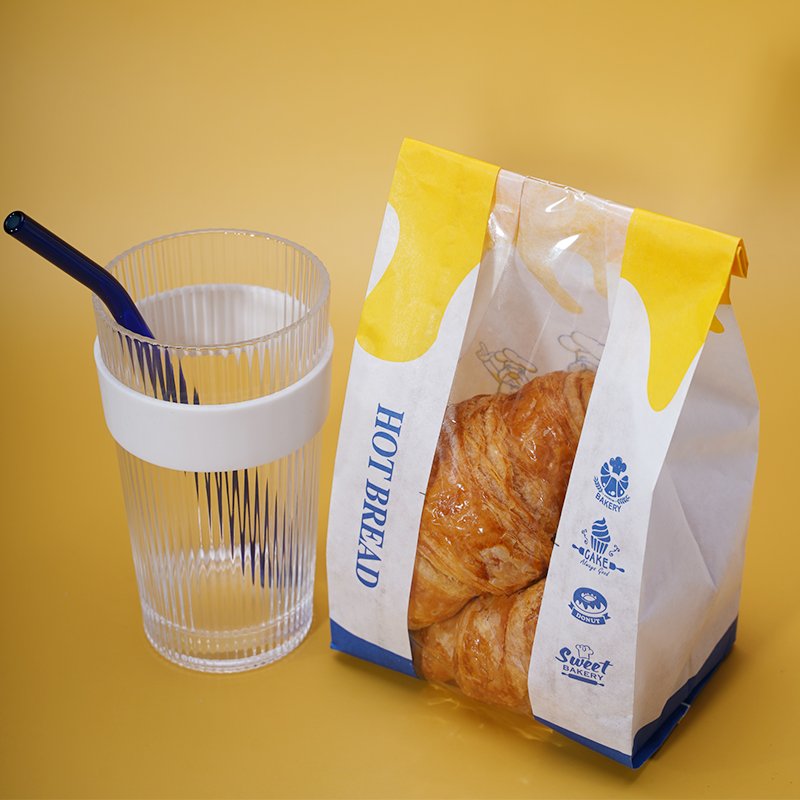 Custom Logo Paper Bread Bag With Window, High Quality Paper Bag For Food Kraft Bag Bakery Cookie Cake Bread