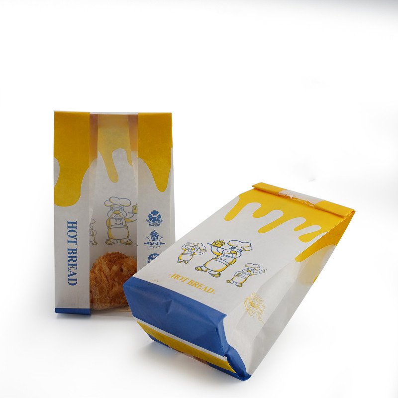 Custom Logo Paper Bread Bag With Window, High Quality Paper Bag For Food Kraft Bag Bakery Cookie Cake Bread