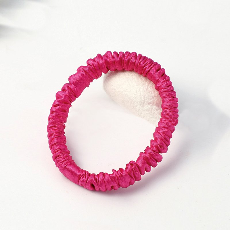 100% Mulberry Silk 1cm Small Hair Scrunchies Skinny Elastic Hair Ties Women Girls Hair Accessories Wholesale