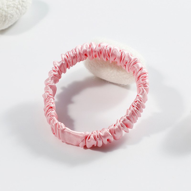100% Mulberry Silk 1cm Small Hair Scrunchies Skinny Elastic Hair Ties Women Girls Hair Accessories Wholesale