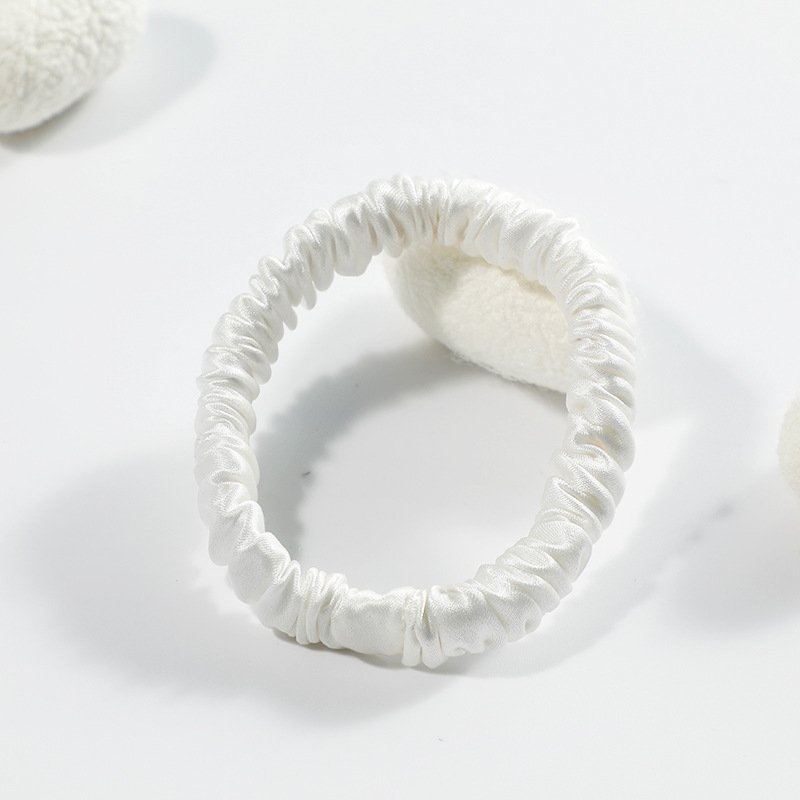 100% Mulberry Silk 1cm Small Hair Scrunchies Skinny Elastic Hair Ties Women Girls Hair Accessories Wholesale