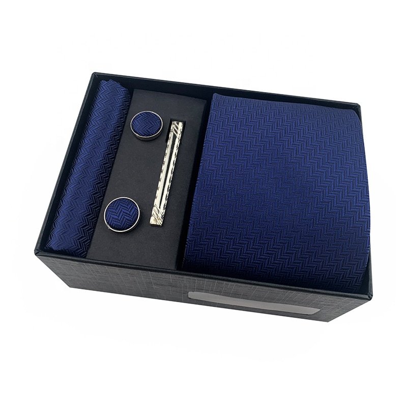 Factory directly wholesale cufflink conjunto gravata tie and pocket square set de mondion cravatte trois pieces lux tie set
