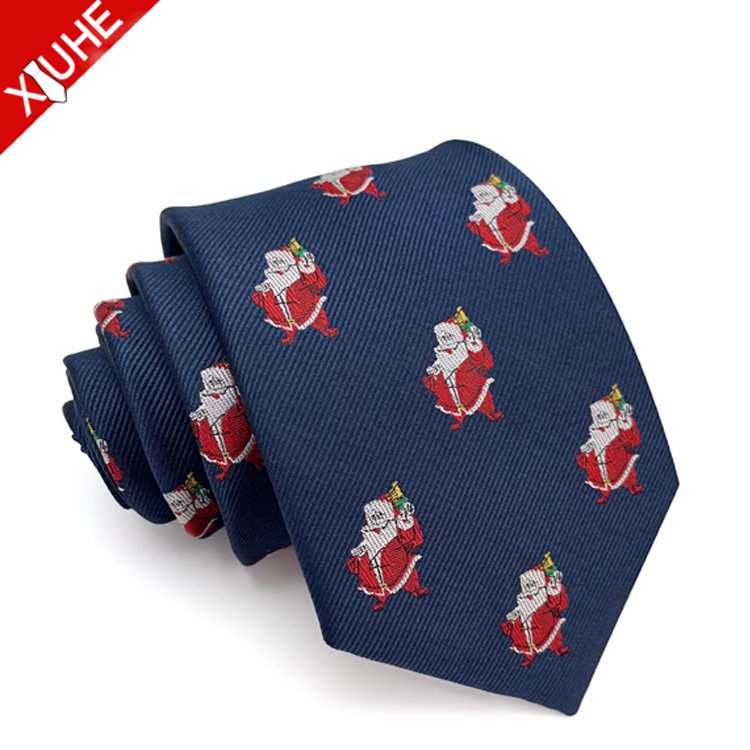 Fashion Kids Festival Ties Party Snowman reindeer Christmas Necktie Customized polyester yarn dyed Christmas tie