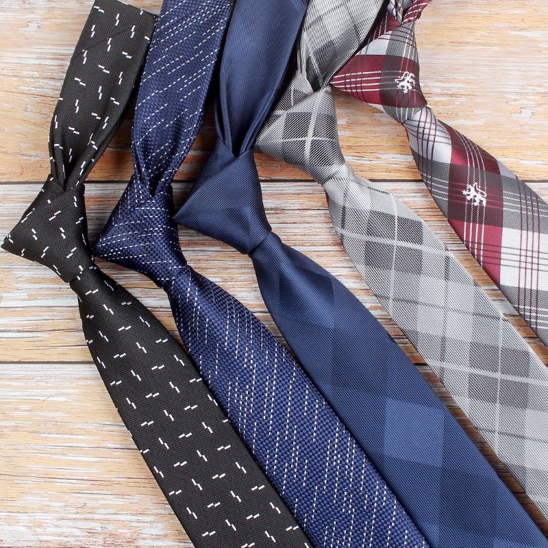 6CM Casual Plaid Young Boys Design Neckties Narrow Skinny Ties For Groomsman