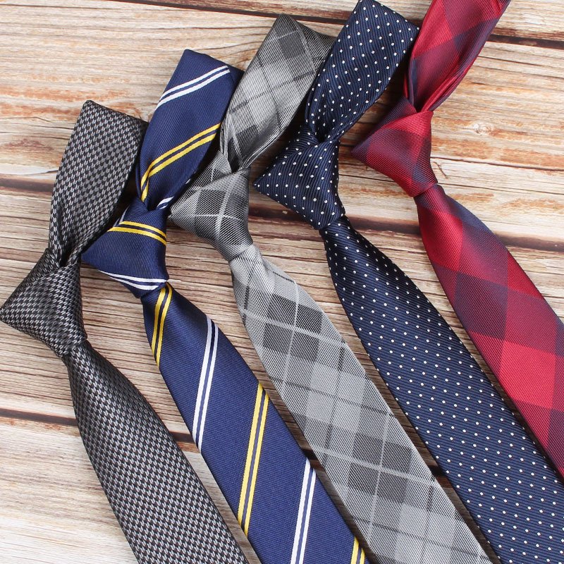 6CM Casual Plaid Young Boys Design Neckties Narrow Skinny Ties For Groomsman