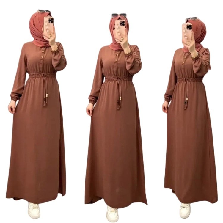 New factory price Muslim long dress elegant slim waist long sleeve skirt with belt palestinian abaya modest dress