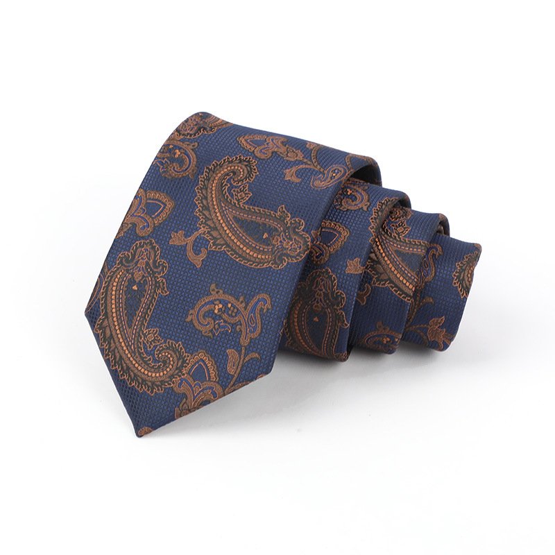 Factory wholesale coffee brown khaki casual vintage men tie formal business striped plaid floral tie