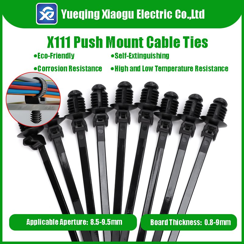 4.6*225mm Professional Grade Fixation: Premium Nylon PA66 Cable Tie Featuring Fir Tree Head & Push Mount Locking
