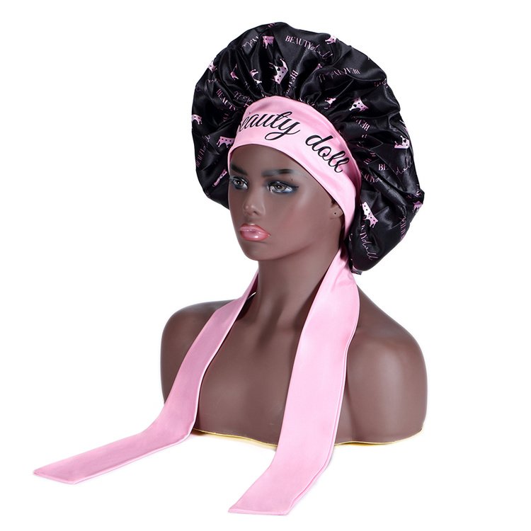 Top Selling Satin Braid Long Bonnet Custom Elastic Long Head Tie Silk Hair Bonnet Sleep Bonnets With Logo