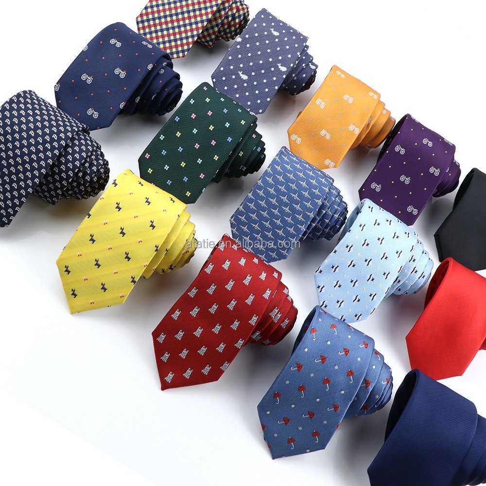 Men's Formal Skinny Tie 6CM Groom Umbrella Car Fish Aircraft Bicycle Narrow Classic Ties Leisure Fashion Polyester Necktie