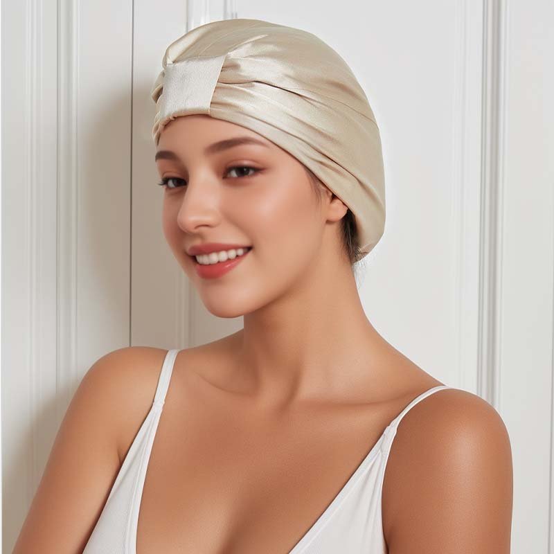 Pure Silk Sleep bonnet Colorful Real Satin Double Layer Bonnet With Logo Accessories silk turban