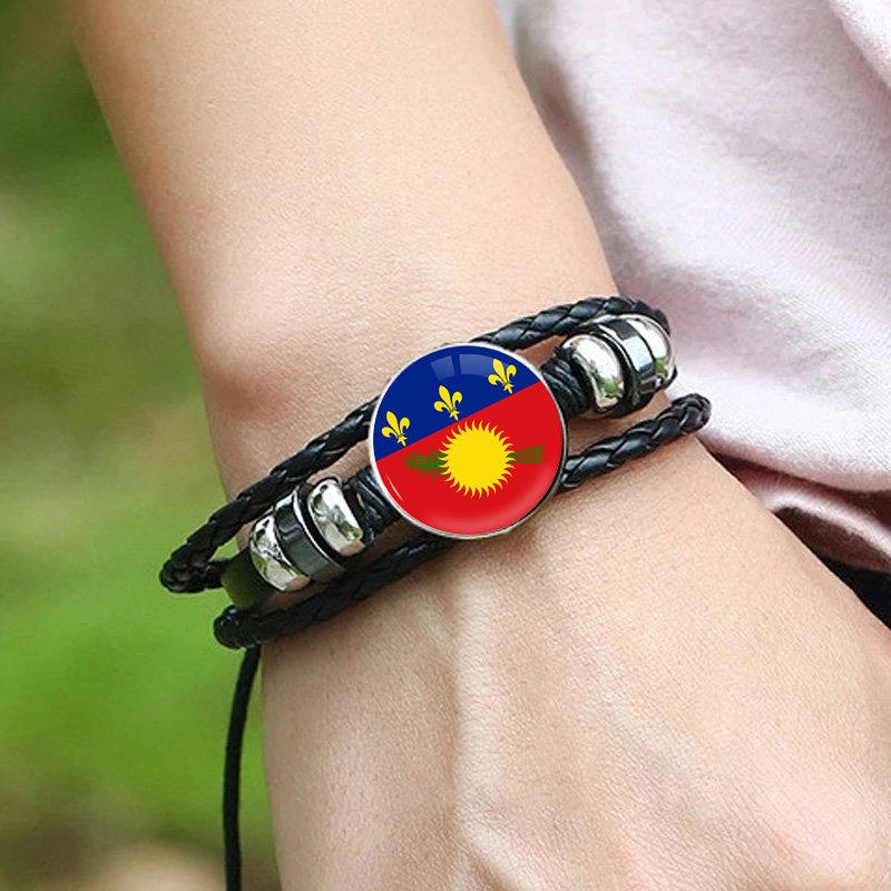 60 Model Caribbean Guadeloupe Flag Map Tie Clip Lapel Pin Ring Brooch Cuff Link Necklace Bracelet Earrings Key Chain Jewelry Set
