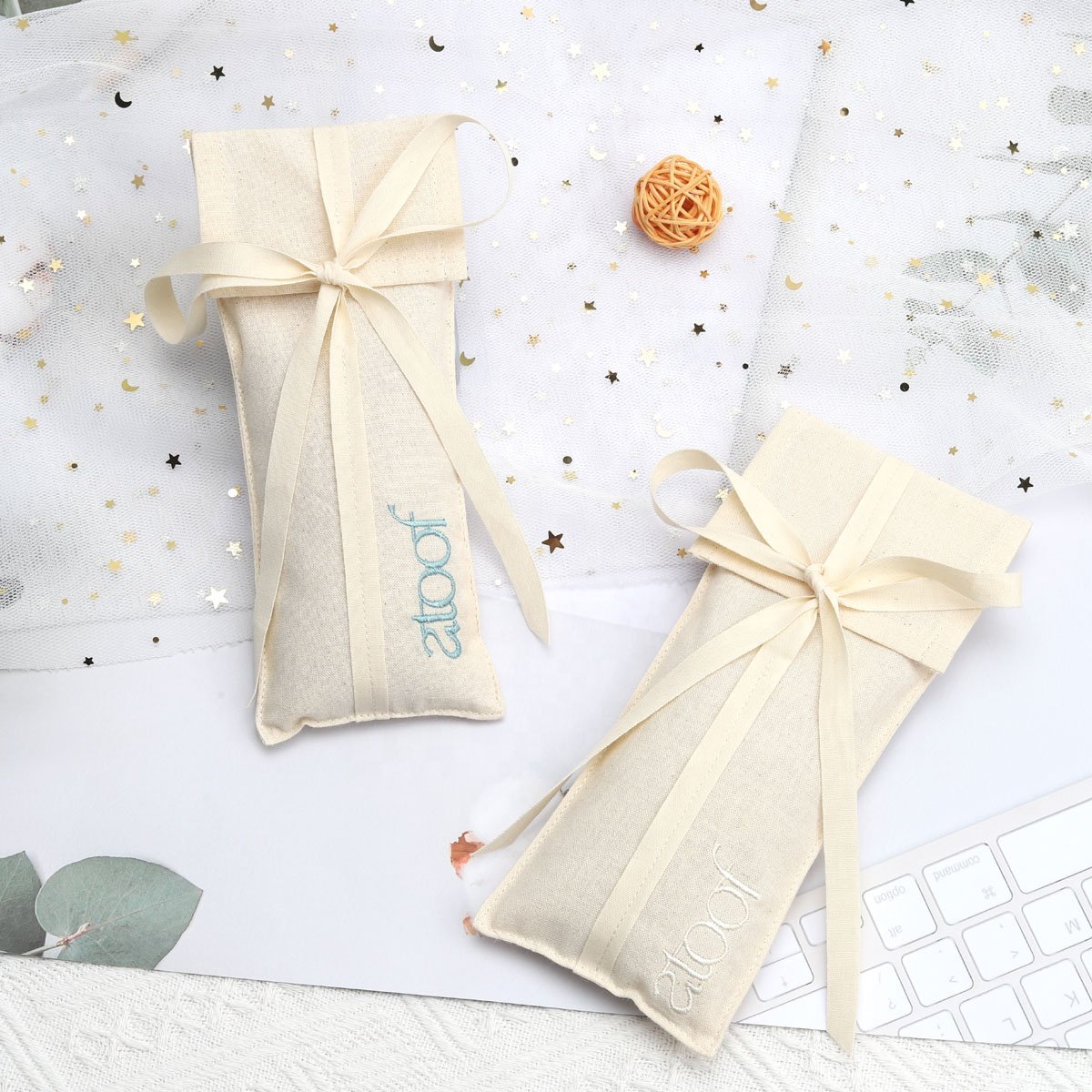 Custom Logo Printed Reusable Organic Cotton Envelope Chopsticks Pen Napkin Packing Dust Bag Flap Muslin Envelope Pouch With Tie