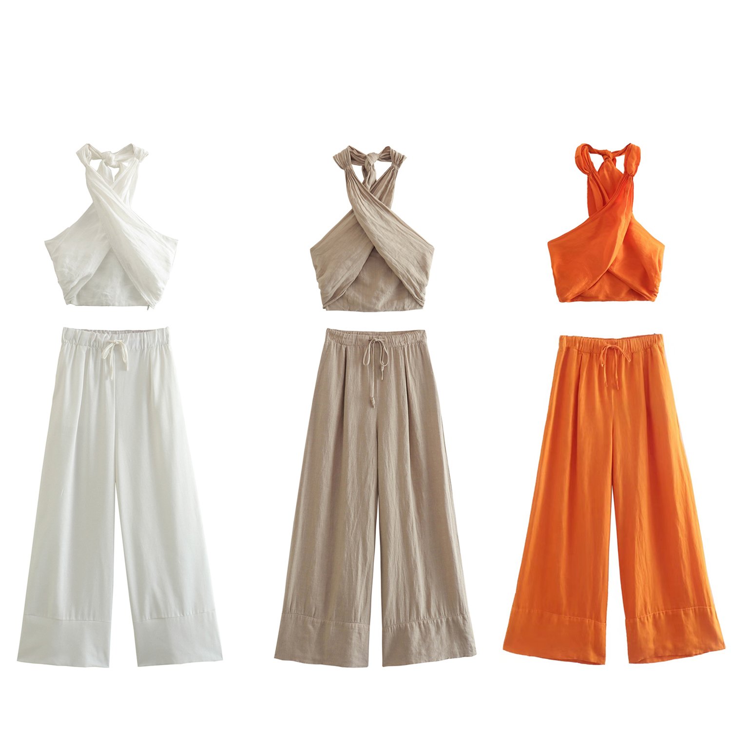 Women's Cropped Halter Tank Tops 2024 Fashion Summer Bow Tied Backless Female Camis Sexy Fashion