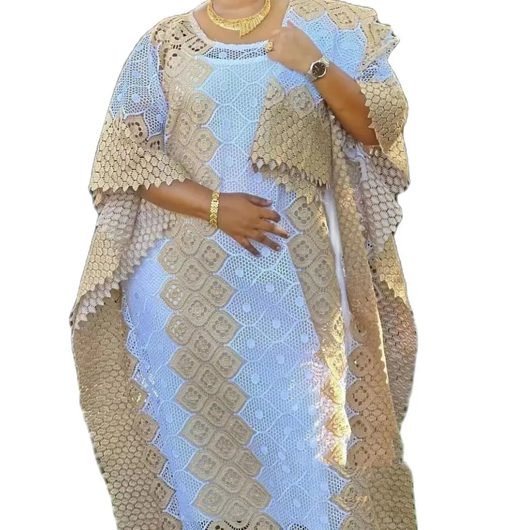 L7590 African Women Clothing Dashiki Abaya Stylish Loose Long Evening Maxi Dresses + Inside Skirt Free Size Dancing Party
