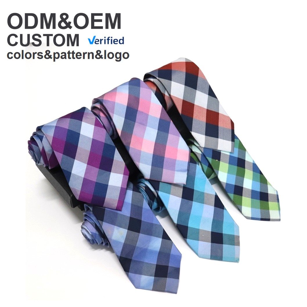 Wholesale 7-8cm Men's Plaid Neckties Various Designs in Business Style Jacquard Patterns Polyester Ties for Men