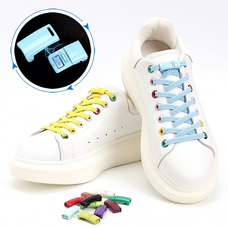 2022 new trend magnetic buckle lazy shoelaces unisex canvas shoes no tie shoelaces magnetic Elastic Flat shoelaces
