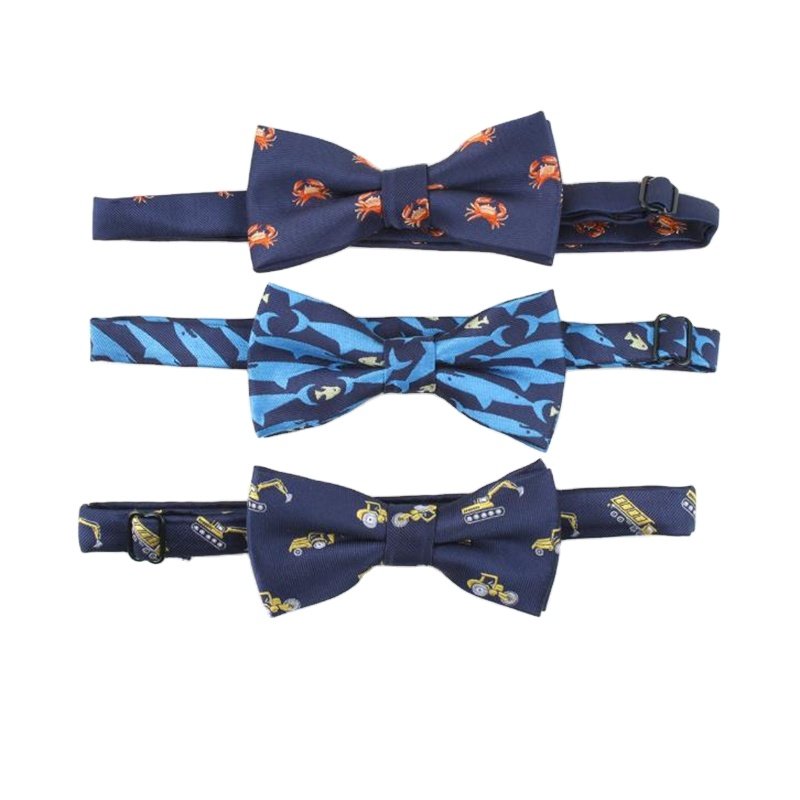Wholesale Custom Colorful Cute Cartoon Animal Anchor Sport Patterns Bow Ties for Kids Boys
