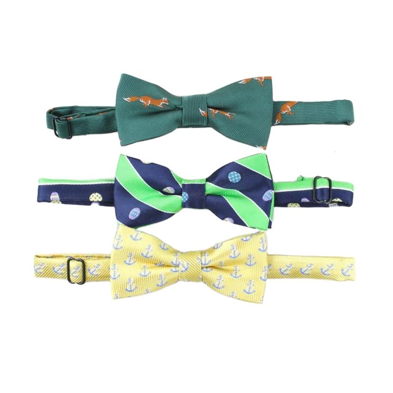 Wholesale Custom Colorful Cute Cartoon Animal Anchor Sport Patterns Bow Ties for Kids Boys