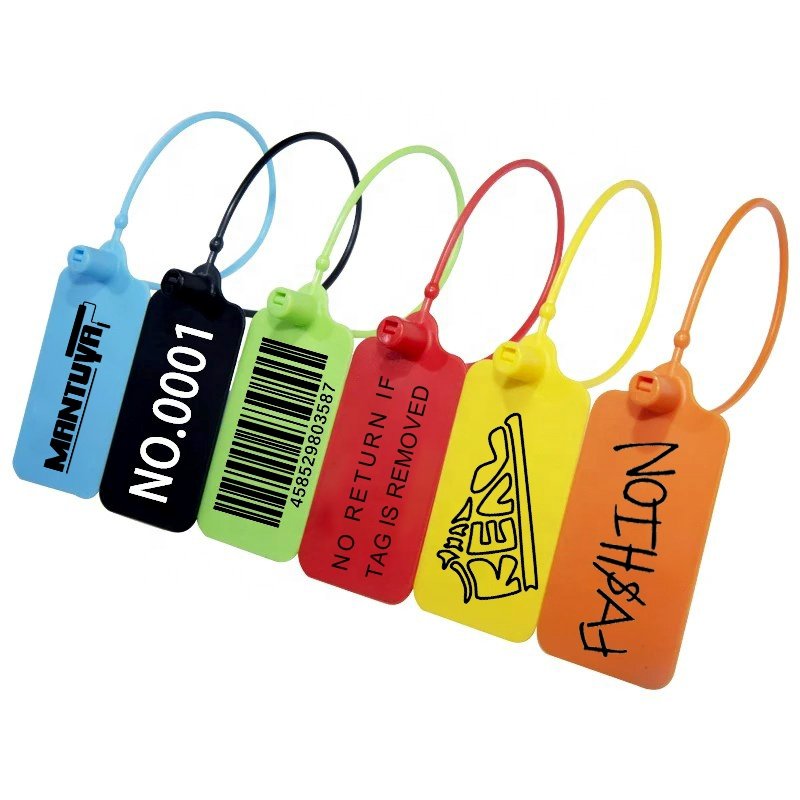 Custom Logo Zip Tie Tag Plastic Security Seal Tag For Clothing Shoes Bags