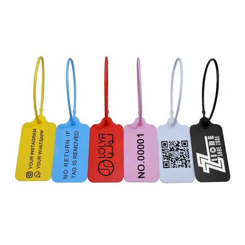 Custom Logo Zip Tie Tag Plastic Security Seal Tag For Clothing Shoes Bags