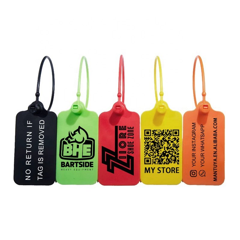 Custom Logo Zip Tie Tag Plastic Security Seal Tag For Clothing Shoes Bags
