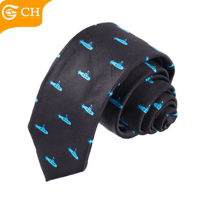 Chinese Designer Brand Stylish Animal Logo Blue Neckties Woven Polyester Navy Custom Fashion Gift Set Tie