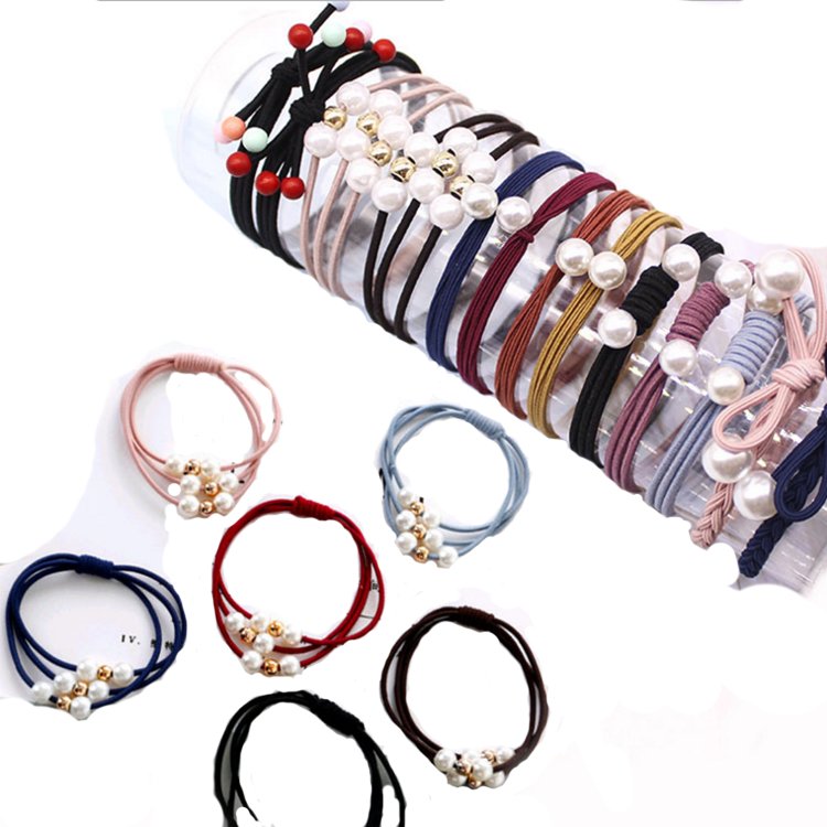 Hair Rope Headbands Colored Elegant Hand Ring Headwear Accessory Pearl Elastics Hair Ties Elastic Hair Bands