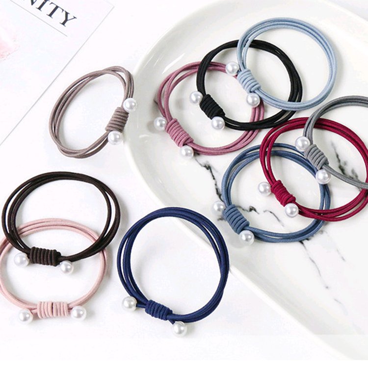 Hair Rope Headbands Colored Elegant Hand Ring Headwear Accessory Pearl Elastics Hair Ties Elastic Hair Bands