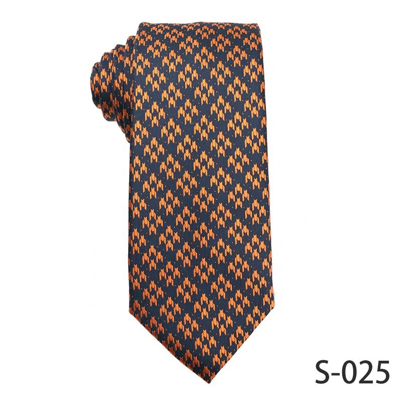 Jacquard Polyester Fabric For Necktie High Quality Ties For Men Business Orange Ties For Boys Various Designs