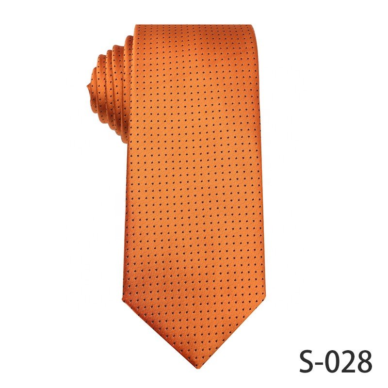 Jacquard Polyester Fabric For Necktie High Quality Ties For Men Business Orange Ties For Boys Various Designs