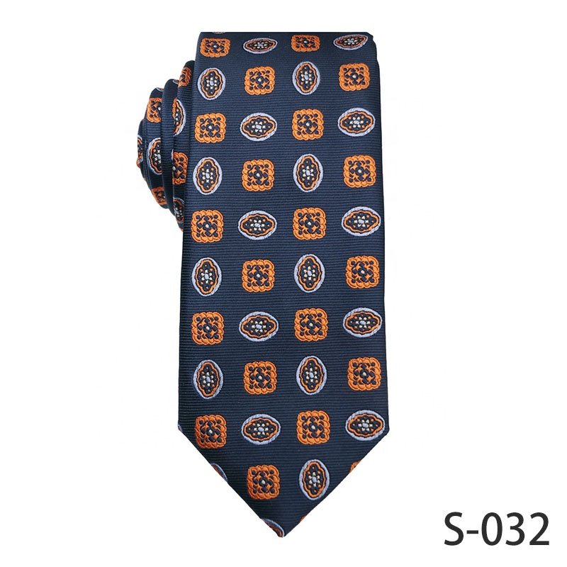 Jacquard Polyester Fabric For Necktie High Quality Ties For Men Business Orange Ties For Boys Various Designs