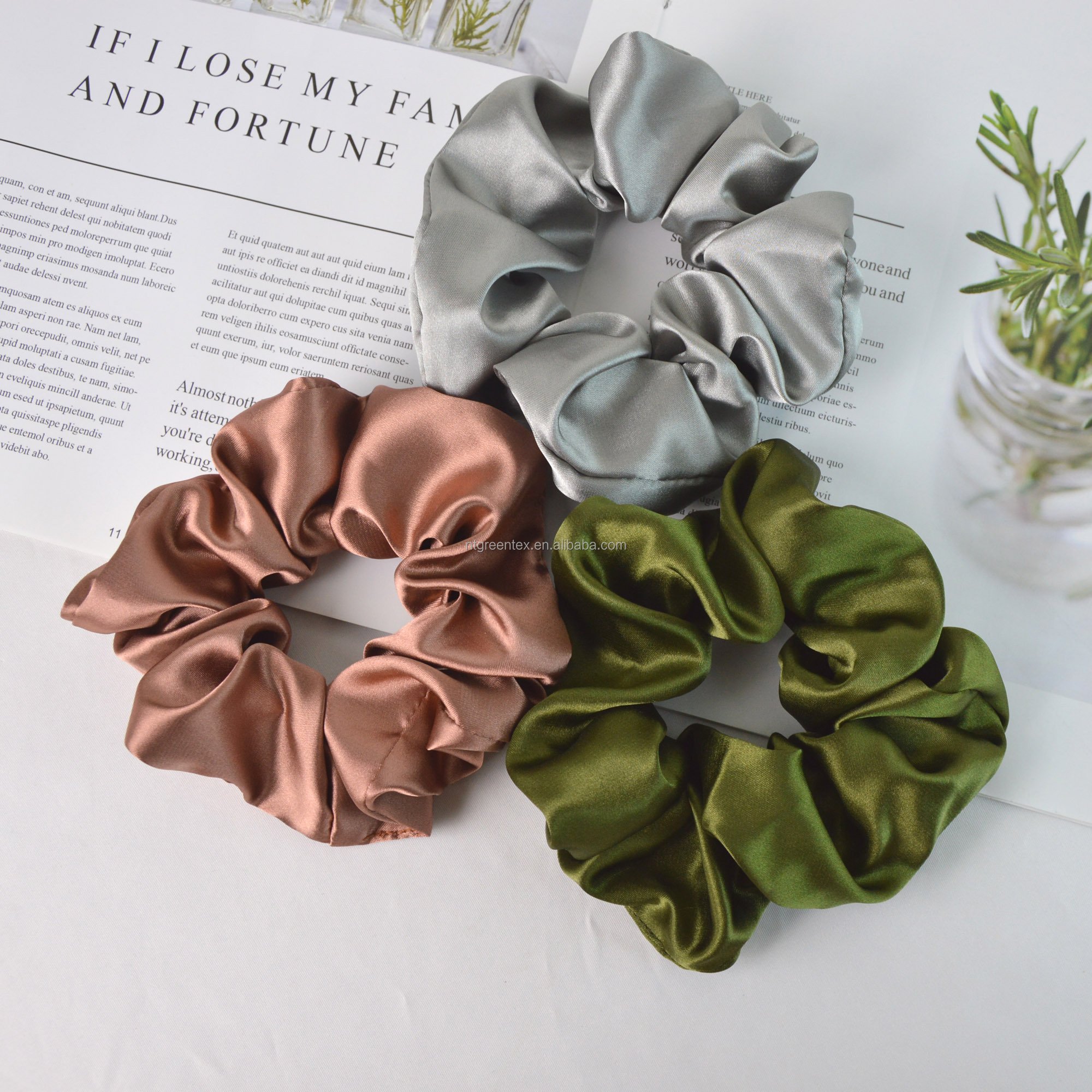 New Fashion Women Silk Satin 5CM Scrunchies Elastic Hair Bands Hair Tie Multi Color Girl Hair Scrunchie
