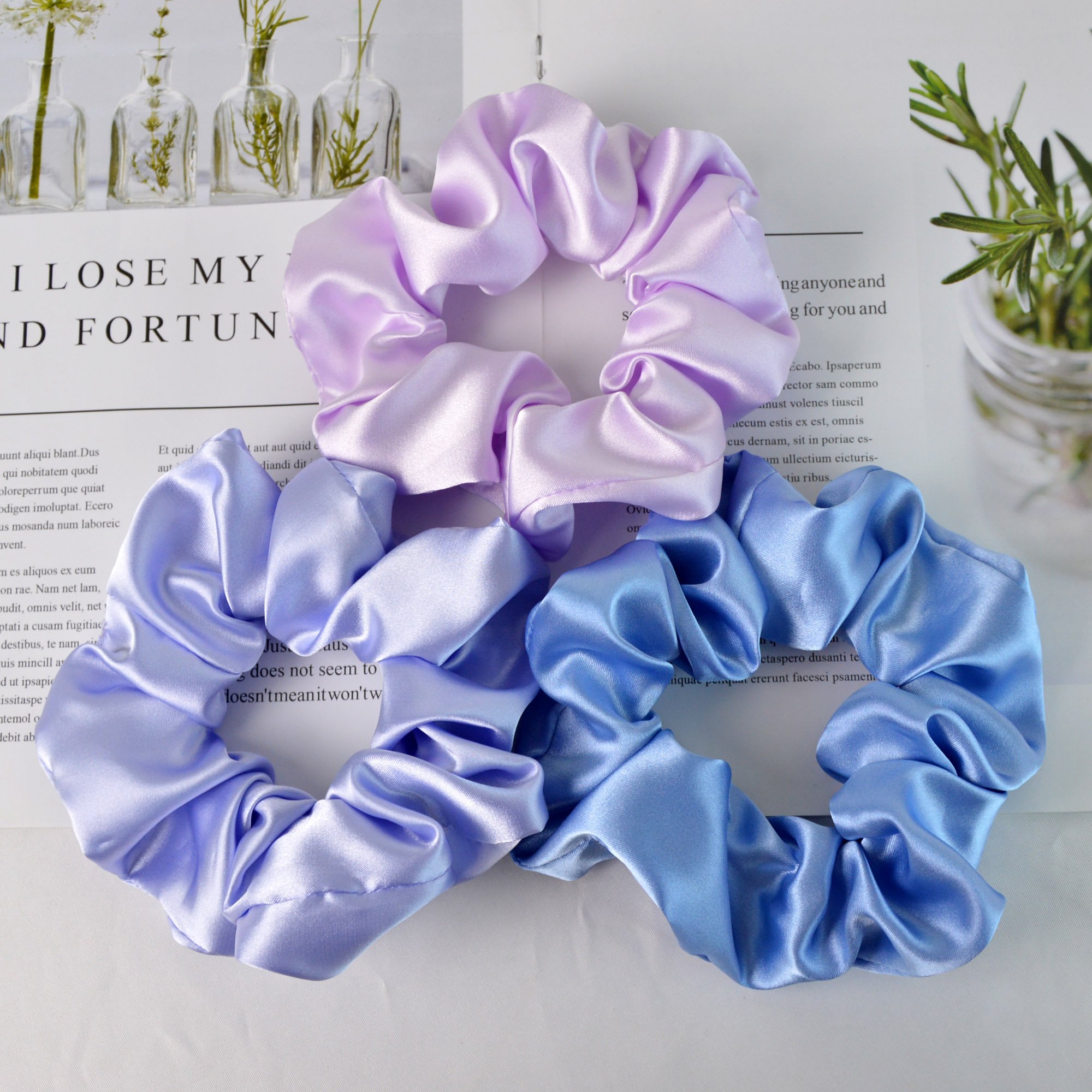 New Fashion Women Silk Satin 5CM Scrunchies Elastic Hair Bands Hair Tie Multi Color Girl Hair Scrunchie