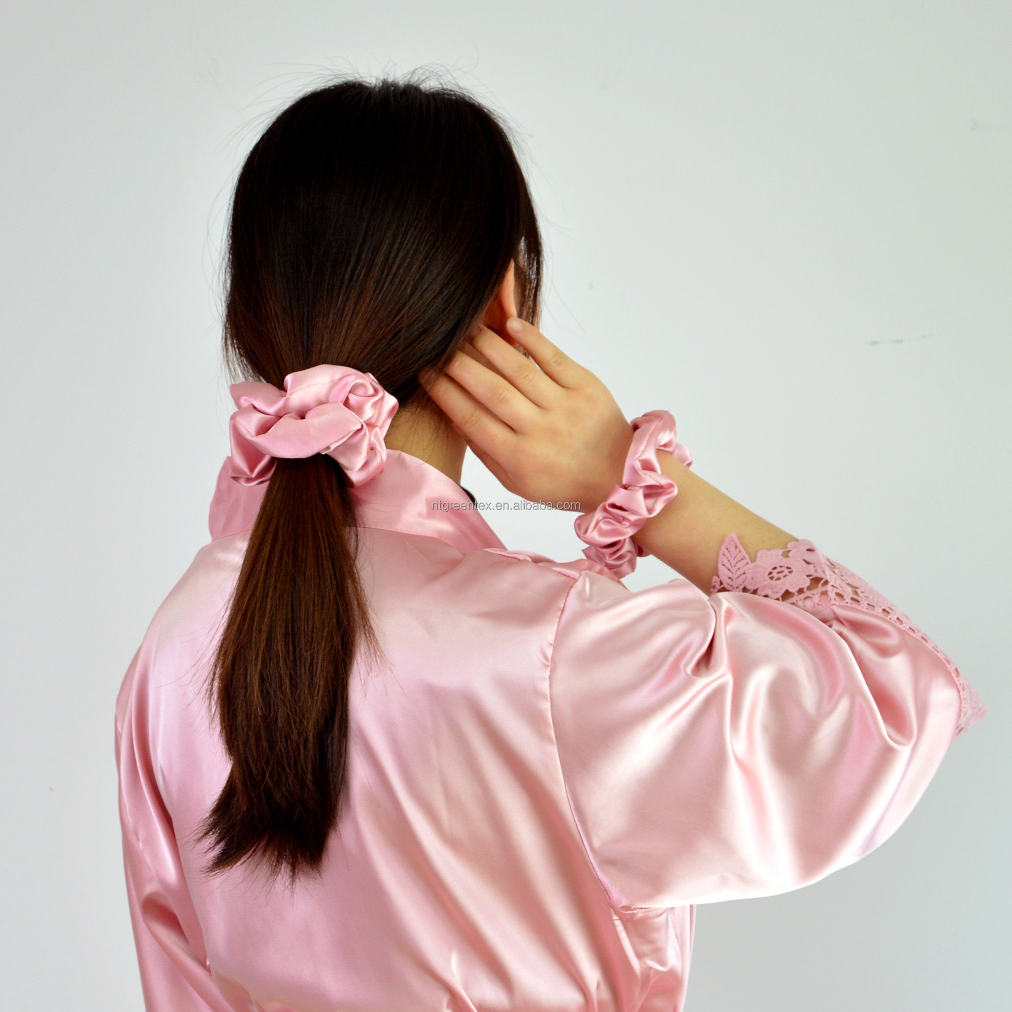 New Fashion Women Silk Satin 5CM Scrunchies Elastic Hair Bands Hair Tie Multi Color Girl Hair Scrunchie