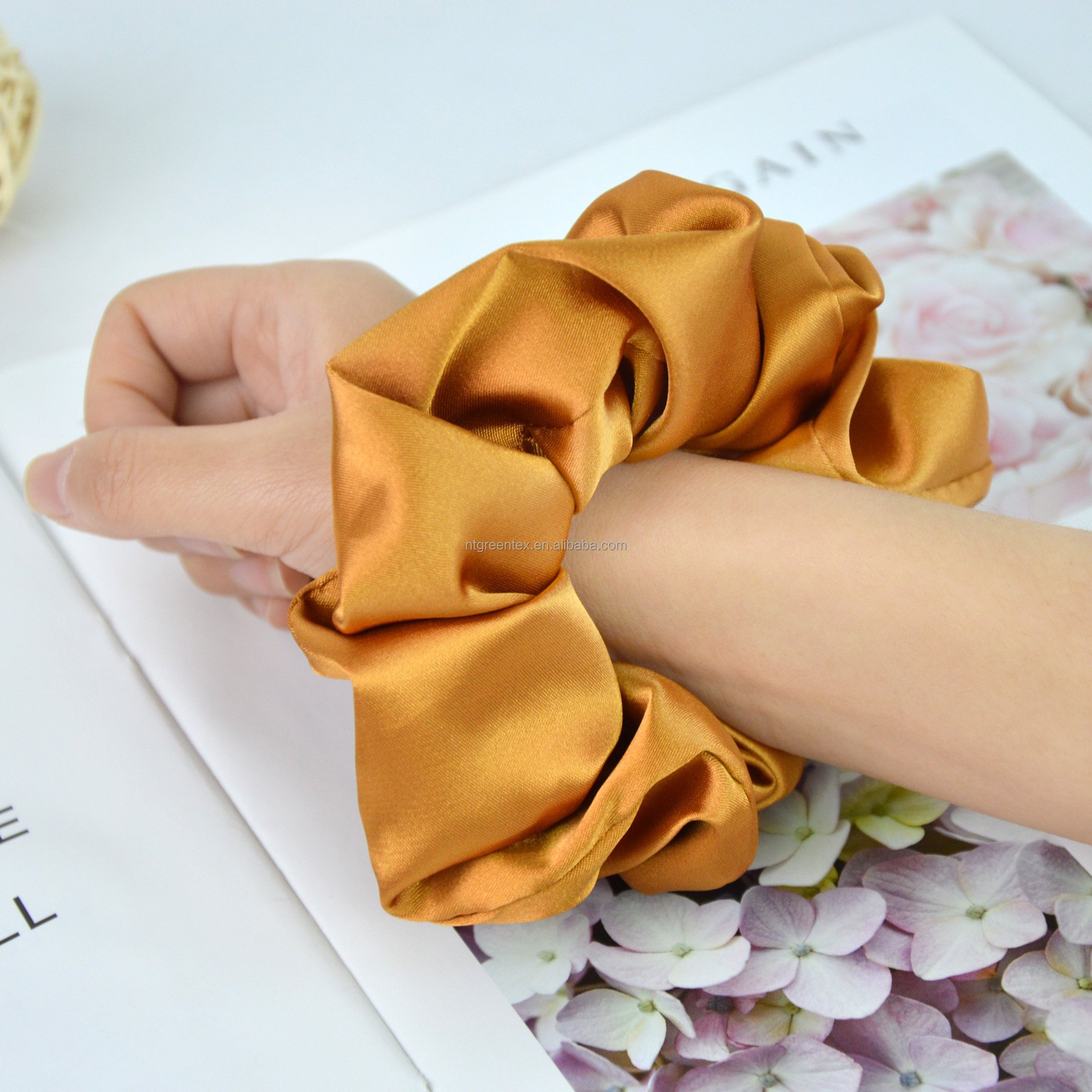 New Fashion Women Silk Satin 5CM Scrunchies Elastic Hair Bands Hair Tie Multi Color Girl Hair Scrunchie