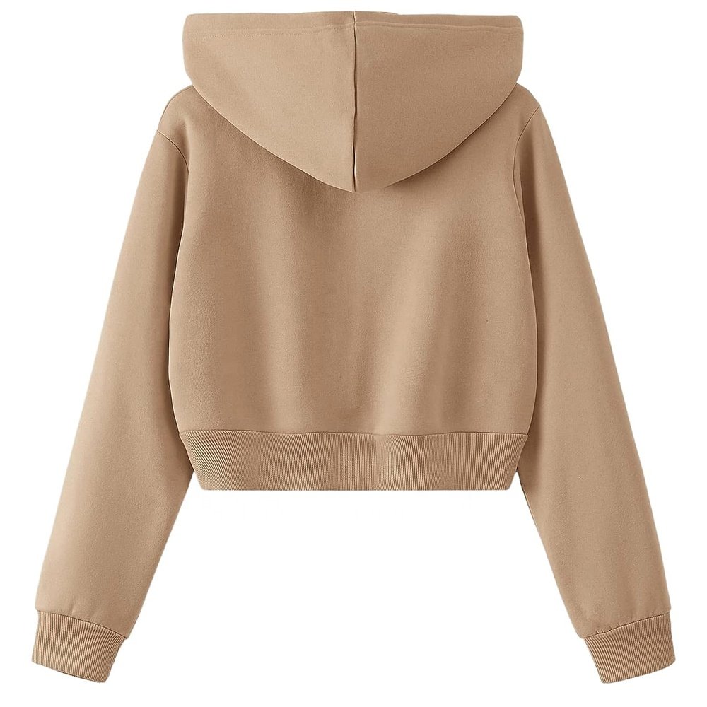 Zipper Cropped Hoodies For Women Custom Plus Size Clothing Casual Hoodie And Sweatshirt