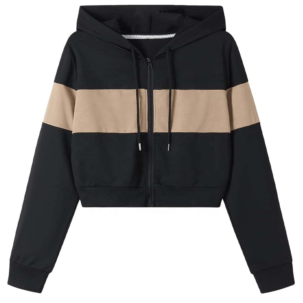 Zipper Cropped Hoodies For Women Custom Plus Size Clothing Casual Hoodie And Sweatshirt