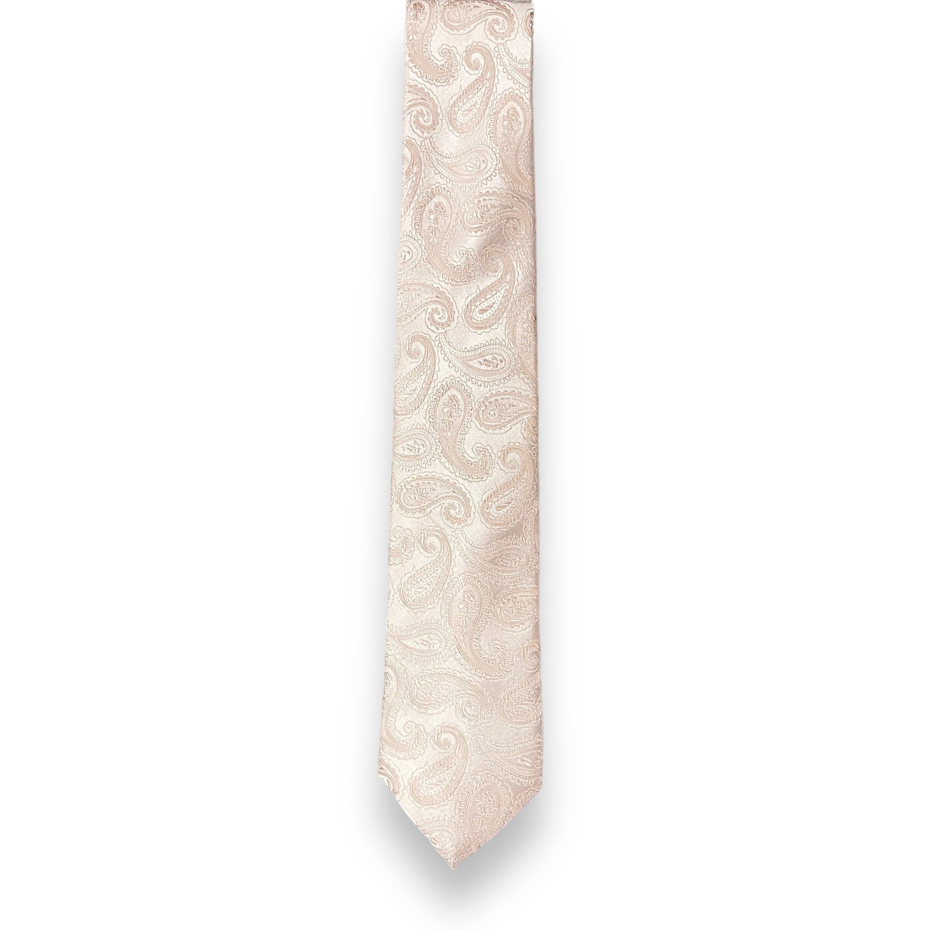 Peach Silk Tie with Paisley Design Self Tie Necktie for Formal Wear