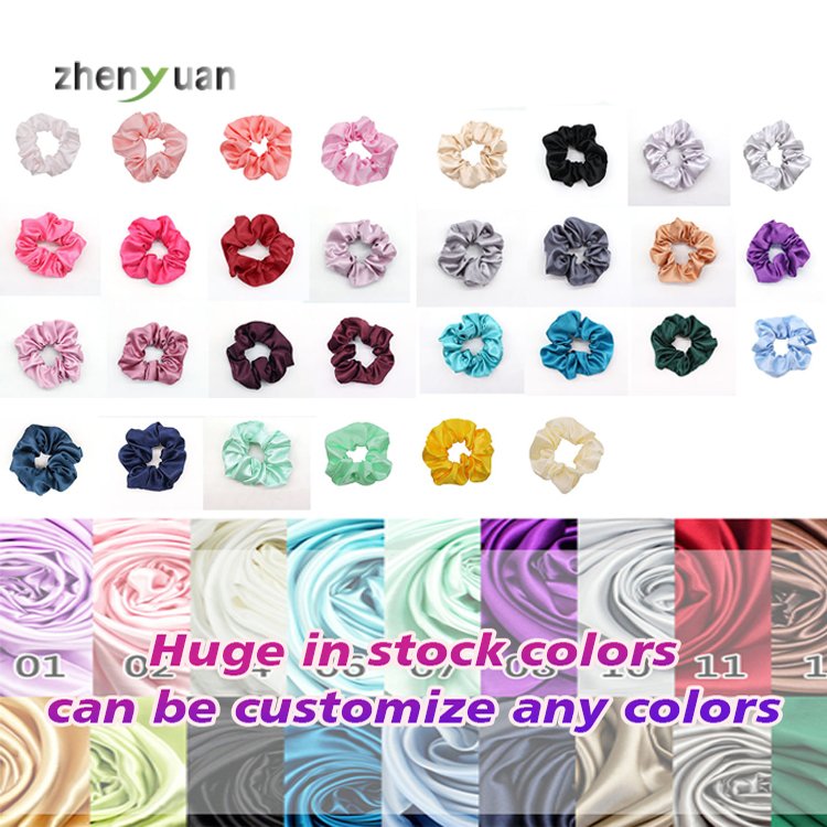3.5cm Korean scrunchies satan big scrunchies design silk hair ties pure color silk satin scrunchie