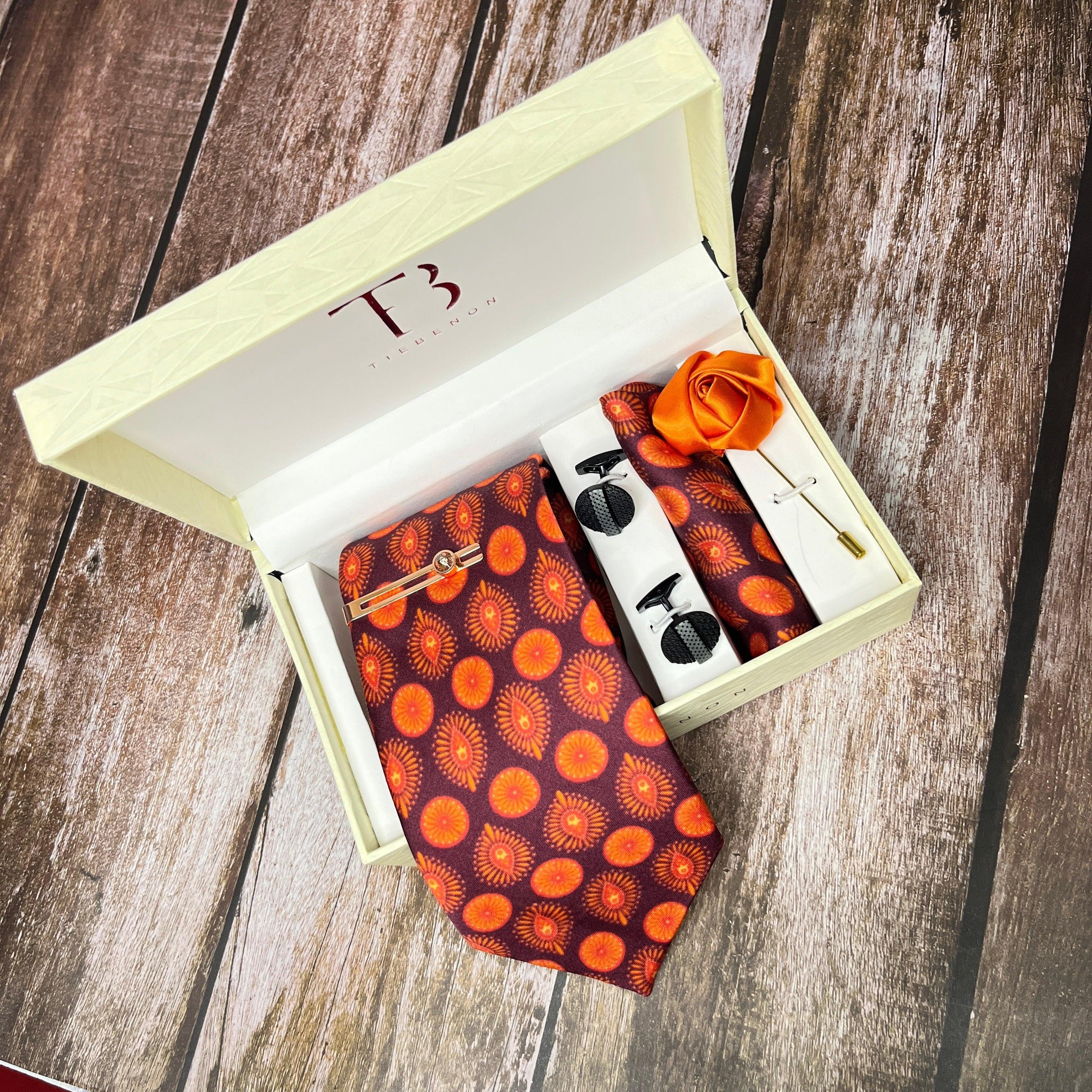 Orange Classic Jacquard Printed Silk Tie Business Fashionable Wool Bow Tie Woven Style with Jacquard Pattern
