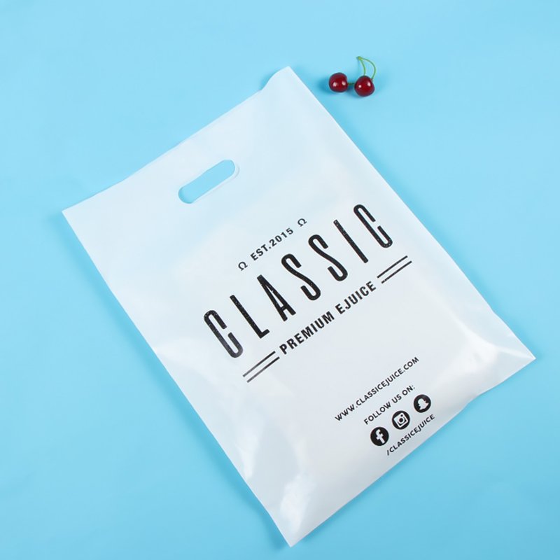Custom Waterproof LDPE Shopping Bag Die Cut Handle Plastic Bags with Gusset for Shoes/Clothes Packaging and Wallet Storage