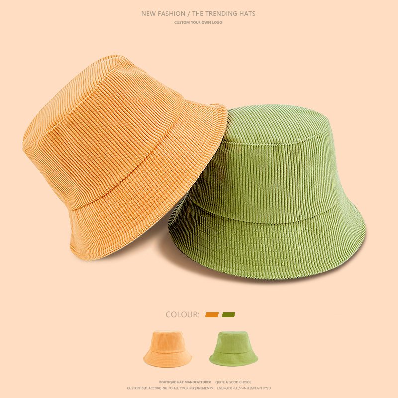 Wholesale Designer Blue White Plain Corduroy Running Bulk Multi Color Custom Embroidered Logo Bucket Hat Red courdoroy hat