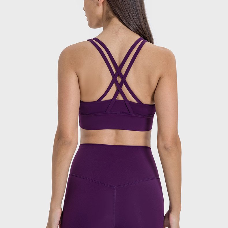 2024 New Colors Women Back Cross Strappy Fitness Yoga Bra with Removable Pads Breathable High Impact Gym Sports Bra