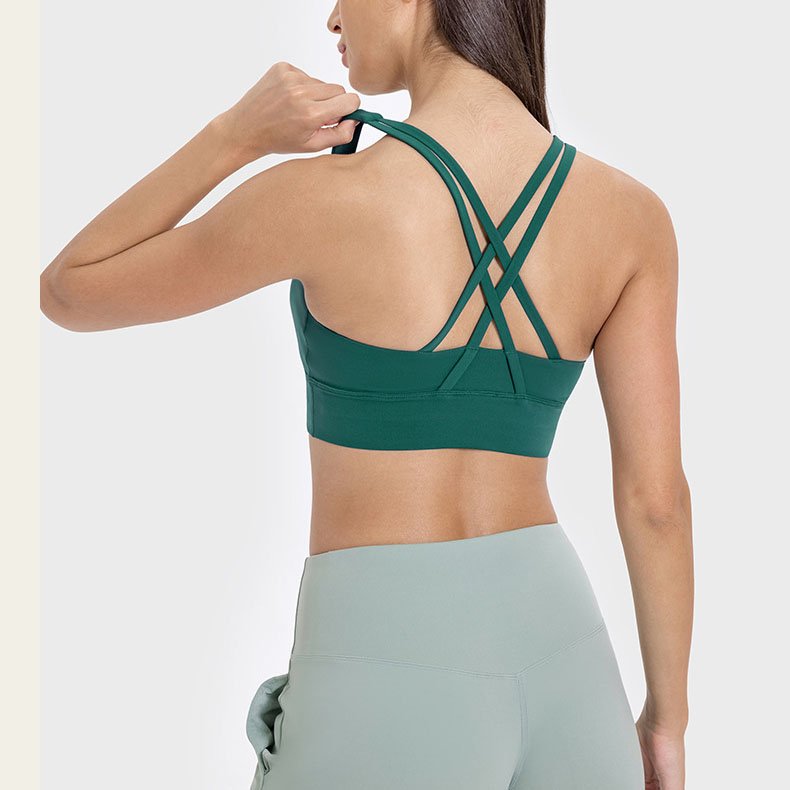 2024 New Colors Women Back Cross Strappy Fitness Yoga Bra with Removable Pads Breathable High Impact Gym Sports Bra