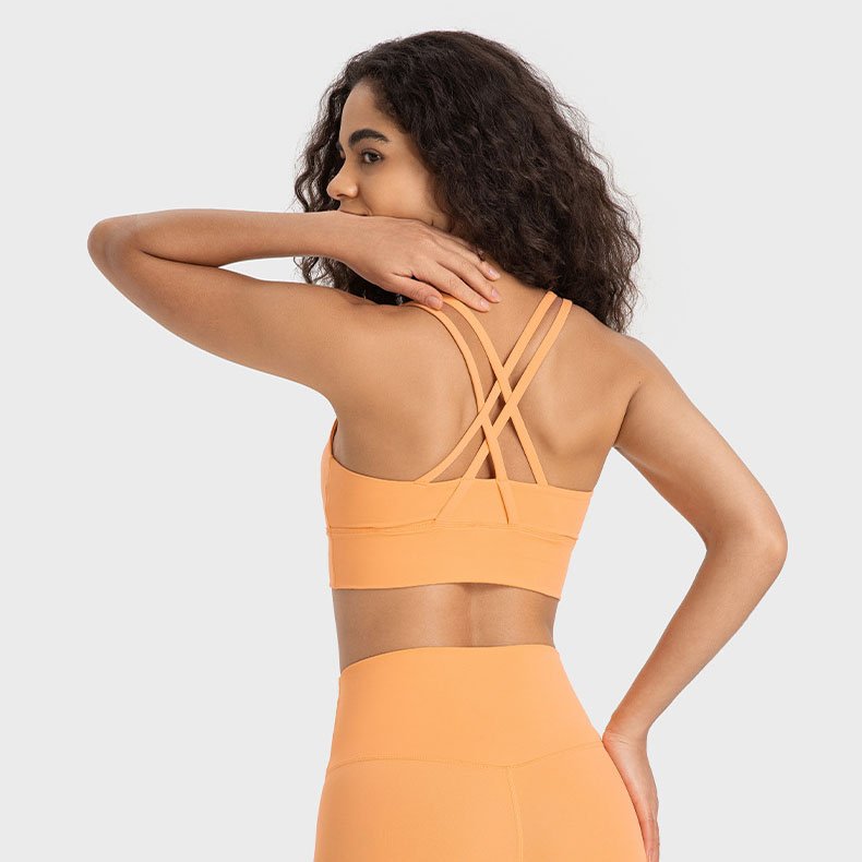 2024 New Colors Women Back Cross Strappy Fitness Yoga Bra with Removable Pads Breathable High Impact Gym Sports Bra