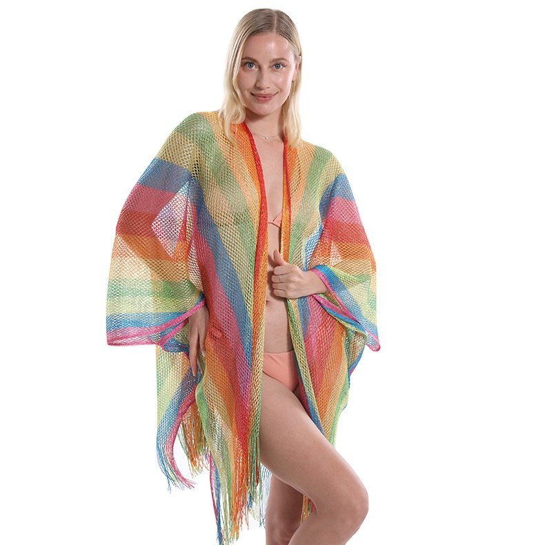 Soft Touch Breathable Casual Loose Cardigan hollow Summer Fashion Women Swimwear Floral Japanese Kimono Beach Cover Up shawl