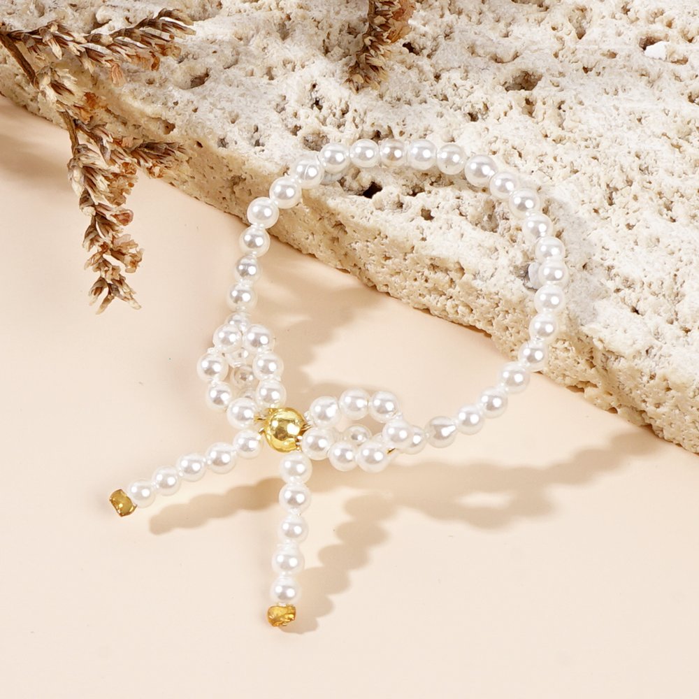 Go2boho Summer Beach New Gorgeous Imitation Pearls Fashion Jewelry Design Bow Ties Beaded Rings for Women Anniversary Gifts