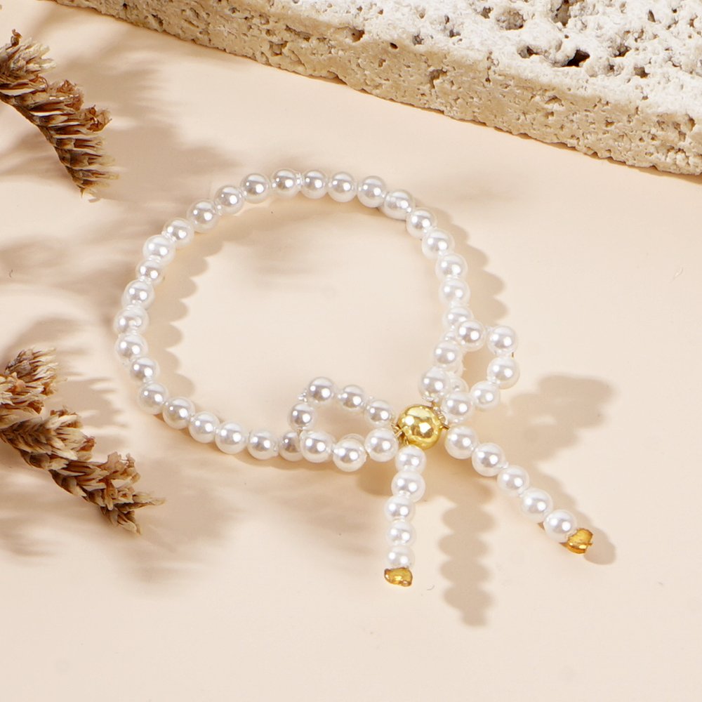 Go2boho Summer Beach New Gorgeous Imitation Pearls Fashion Jewelry Design Bow Ties Beaded Rings for Women Anniversary Gifts