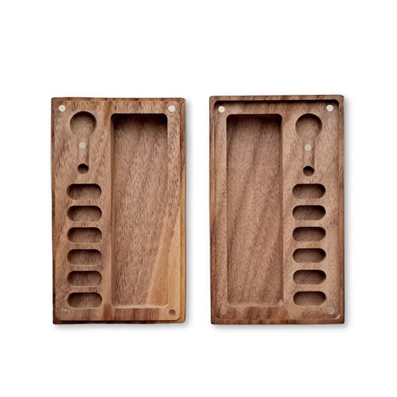 Walnut Wooden Cufflink Box Solid Wood Embedded Product Case with Magnetic Opening Closing Custom Engraved Product Insert Slots